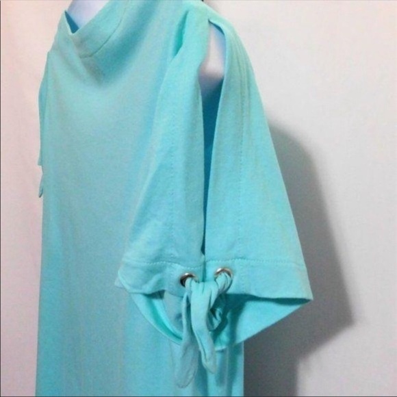 NEW Plus Karen Scott Aqua Tee Shirt Top Short Sleeves Stretch Jersey Size 0X - Picture 5 of 8